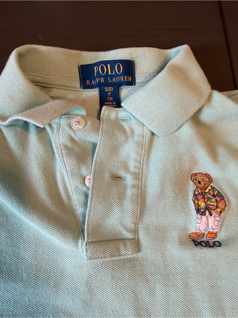 Polo by Ralph Lauren Kids light green/ darker mint, Bear Polo Shirt size 8